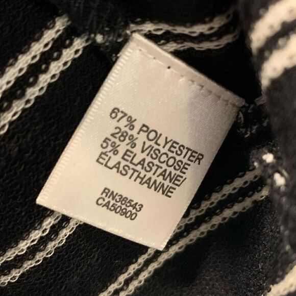 NWT Van Heusen Womens 3/4 Sleeve Knit stretch extensible Black/white striped top - Picture 9 of 13